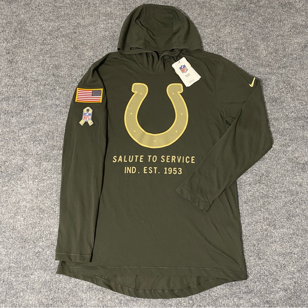 Nike On Field Indianapolis Colts Salute To Service 2025 Mens L Hoodie Shirt NWT